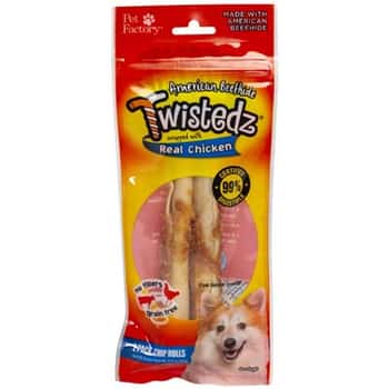 Dog Treats Chicken Meat Wrap 2pk 5 Inch Chip Rolls American Beefhide #27282