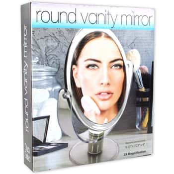 Dual Sided Round Stand Up Vanity Mirror
