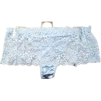 Light Blue Stretch Lace Underwear Thong Size 8