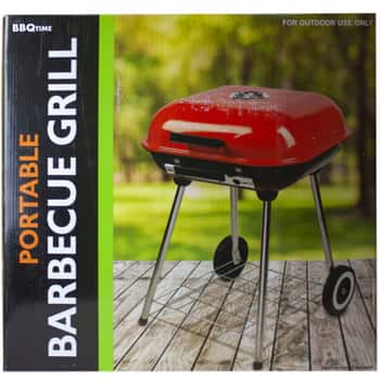 Square Charcoal Barbecue Grill with Wheels