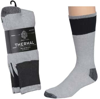 Men's Thermal Crew Boot Socks - Grey & Black - Size 10-13 - 2-Pair Packs