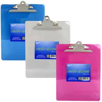 Letter-Size Acrylic Clipboards - Assorted Colors