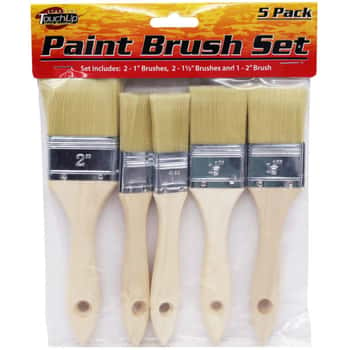 5 Pack Wood Handle Paint Brush Set
