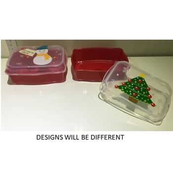 Food Storage Container Cmas Rect Shaped Scallop Lid 4designs/3clr 8 X 5.9 X 3.35in *as Is*