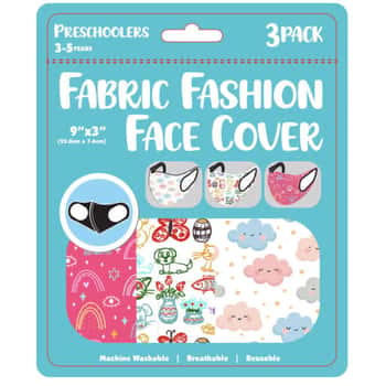 Girls 3 Pack Preschooler 9&quot; x 3.5&quot; Washable Face Mask