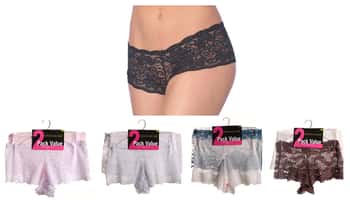 Women's Stretch Lace Boy Short Panties - 2-Packs - Sizes 5-7