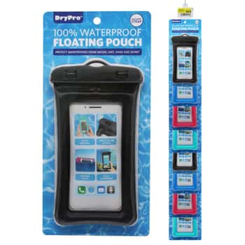 DryPro Waterproof Floating Smartphone Pouch with Strap in Assorted Colors on Clip Strip