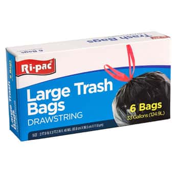 Trash Bags 6ct - 33 Gallon Drawstring