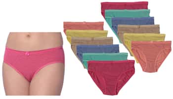 Women's Microfiber High Cut Panties - Striped Solid Colors - Plus Sizes 8-10