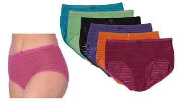 Women's Microfiber Brief Cut Panties - Striped Solid Colors - Sizes 5-7