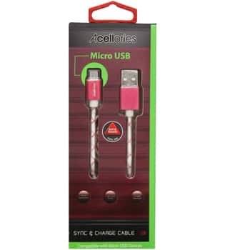 Acellories 6 Foot Micro USB Cable in Pink