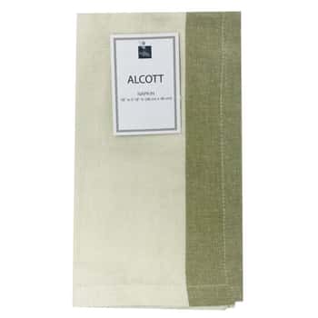 Homewear 18&quot; x 18&quot; Ivory and Green Single Napkin