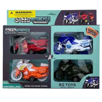 4 Pack Pull Back Toy Motorcycle Racer Set