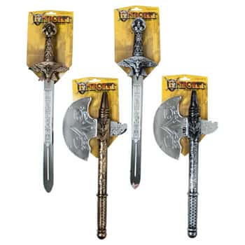 Knight Sword 18.5in/axe 15.5in Each In Copper Or Silver 4asst Half-tcd