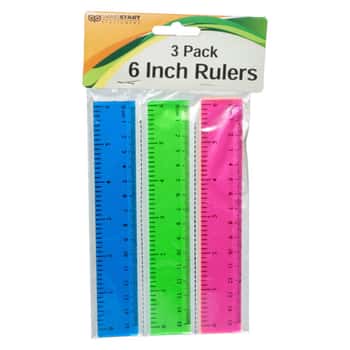 3 Pc 6&quot; Plastic Colored Rulers