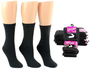 Women's Cotton Athletic Tube Socks - Black