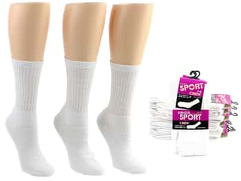 Women's Cotton Athletic Crew Socks - White
