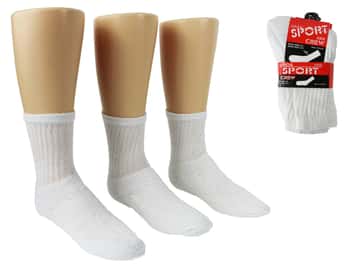 Little Children's Cotton Athletic Crew Socks - White - Size 4-6