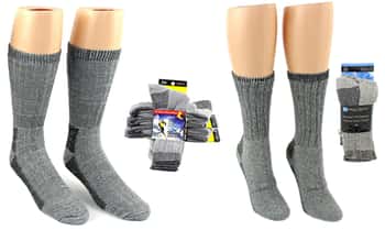 Men's & Women's Thermal Merino Wool Crew Socks - Gray - 2-Pair Packs