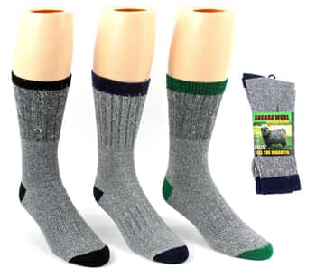 Men's Angora Wool Crew Socks - Size 10-13