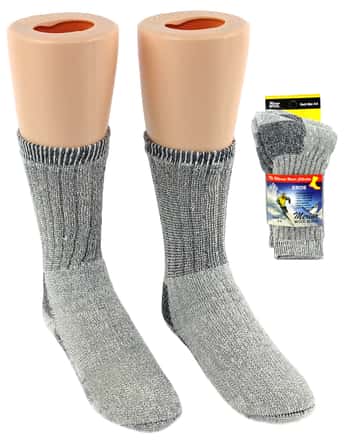 Boy's & Girl's Thermal Merino Wool Crew Socks - Size 6-8 - 2-Pair Packs