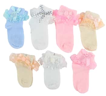 Girl's Lace Cuff Socks - Ages 6-12