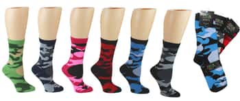 Women's Novelty Crew Socks - Camo Print  - Size 9-11