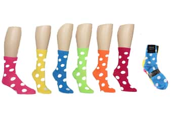 Women's Novelty Crew Socks - Neon Dots - Size 9-11