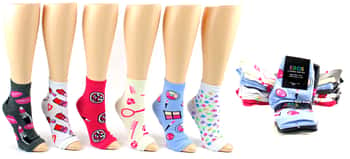 Women's Pedicure Socks - Assorted Prints - Size 9-11