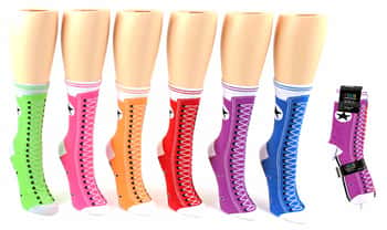 Women's Novelty Crew Socks - Sneaker Print - Size 9-11