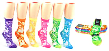 Women's Novelty Crew Socks - Tie-Dye Print - Size 9-11