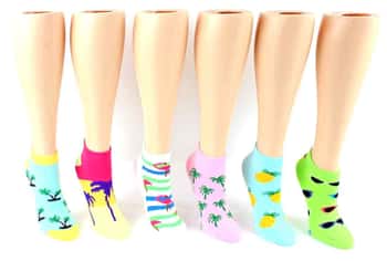 Women's Low Cut Novelty Socks - Beach Prints - Size 9-11