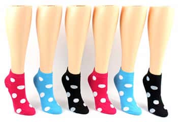 Women's Low Cut Novelty Socks - Dot Print - Size 9-11