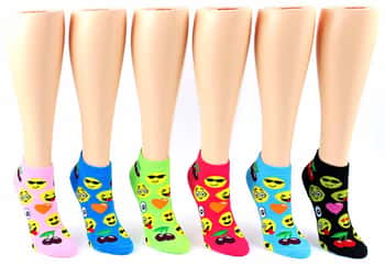 Women's Low Cut Novelty Socks - Emoji Prints - Size 9-11