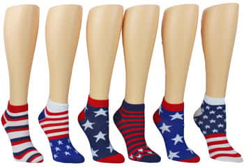 Women's Low Cut Novelty Socks - USA Print - Size 9-11