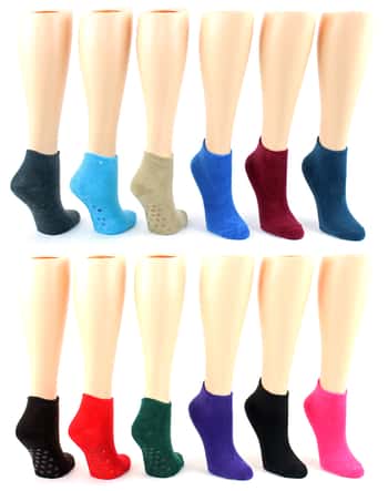Women's Low Cut Terry Cloth Socks w/ Non-Skid Grips