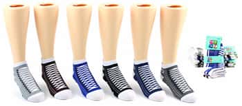 Boy's & Girl's Low Cut Novelty Socks - Sneaker Print - Size 6-8