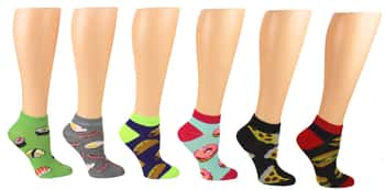 Boy's & Girl's Low Cut Novelty Socks - Food Print - Size 6-8