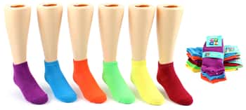 Boy's & Girl's Low Cut Novelty Socks - Neon Solid Colors - Size 6-8