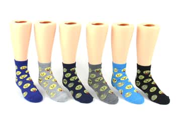 Boy's & Girl's Novelty Crew Socks - Emoji Print - Size 6-8