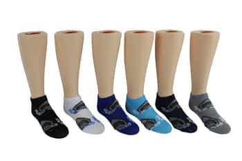 Boy's & Girl's Low Cut Novelty Socks - Shark Print - Size 4-6
