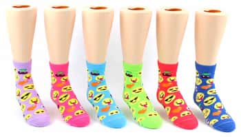 Boy's & Girl's Toddler Novelty Crew Socks - Emoji Print - Size 2-4