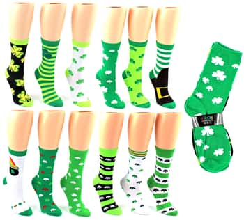 Women's Novelty Crew Socks - St. Patrick's Day Prints - Size 9-11