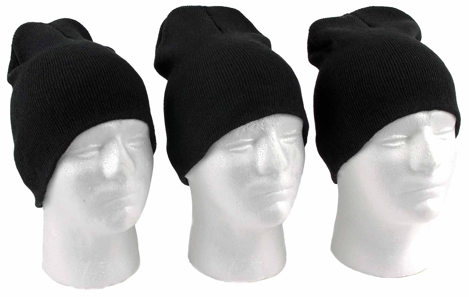 Adult Beanie Knit Hats - Black
