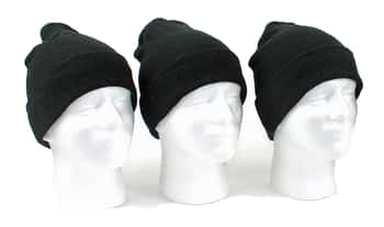 Adult Cuffed Winter Knit Hats - Black