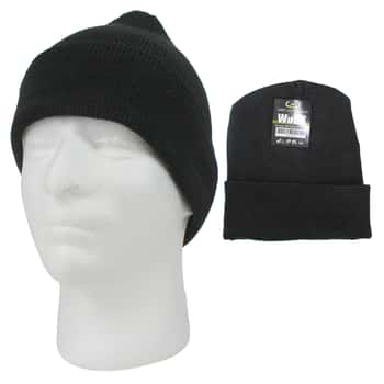 Children's & Women's Tight Knit Cuffed Winter Hats - Black
