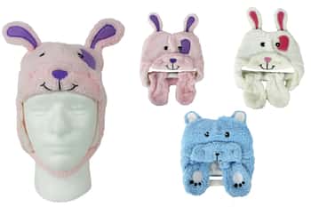 Infant & Toddler's Premium Sherpa Winter Hat & Mitten Sets w/ Embroidered Animal Designs