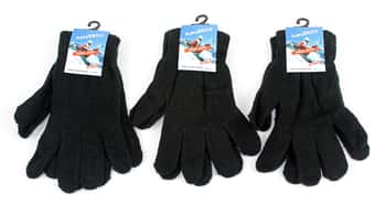 Adult Black Stretch Knit Winter Gloves