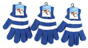 Adult Stretch Knit Winter Gloves - Blue & White Striped