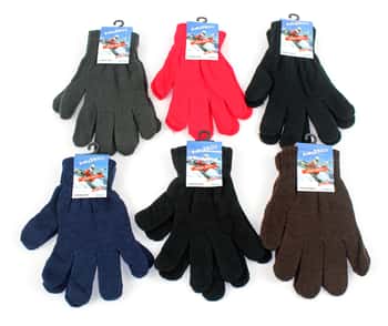 Adult Stretch Knit Winter Gloves - Assorted Dark Colors